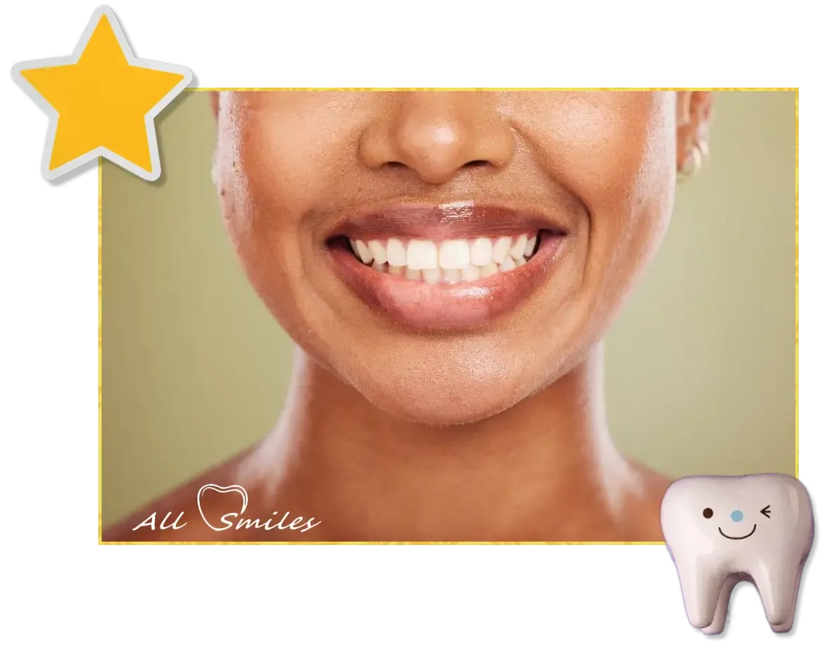 A graphic of a woman smiling