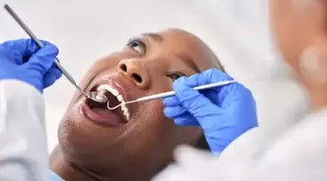 Dentist and patient during a check-up